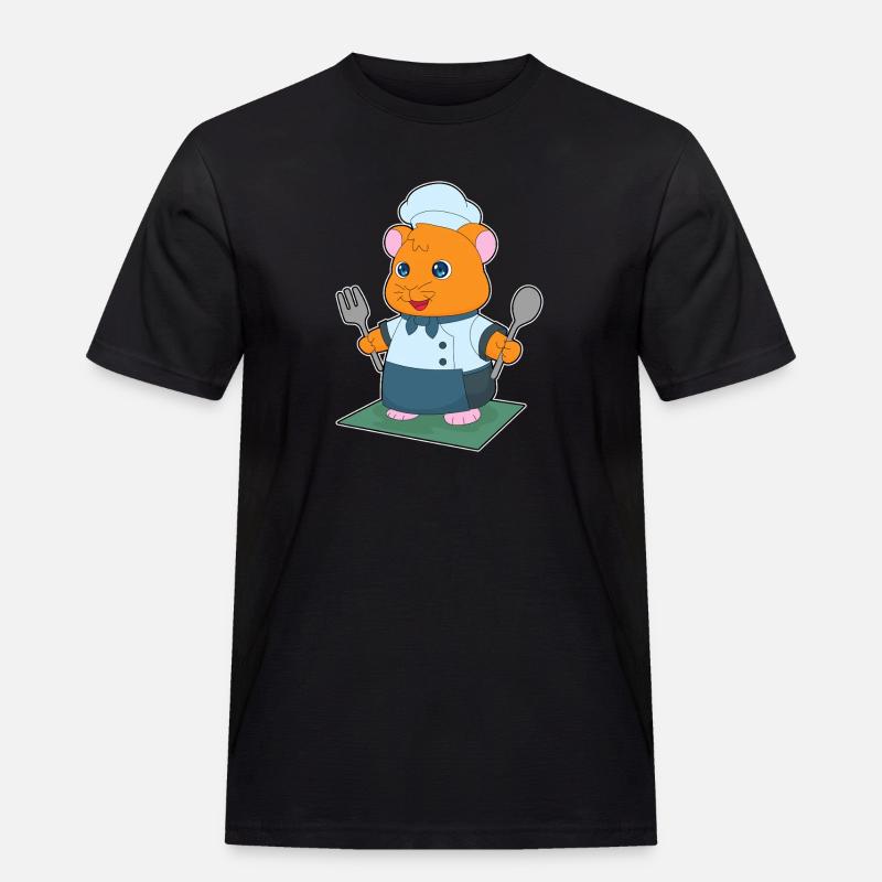 Hamster Besteck Kochen Küche - Männer Workwear T-Shirt - Schwarz