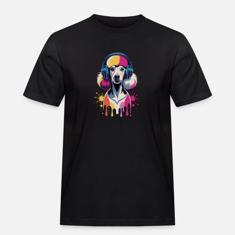 Pudel Kopfhörer - Männer Workwear T-Shirt - Schwarz