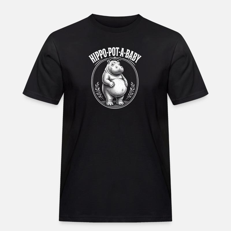 Schwangere Mutter Nilpferd-Topf-ein-Baby Nilpferd - Männer Workwear T-Shirt - Schwarz