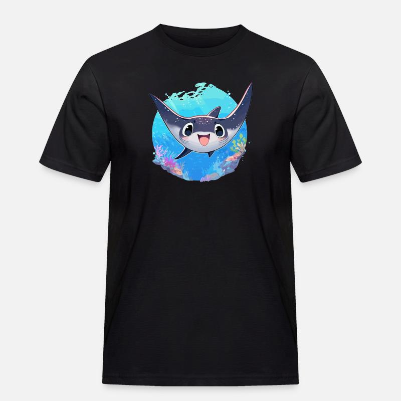 Rochen Mantarochen - Männer Workwear T-Shirt - Schwarz
