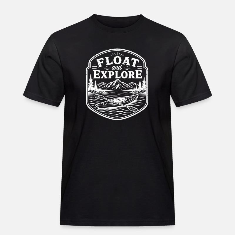 float and explore - Männer Workwear T-Shirt - Schwarz