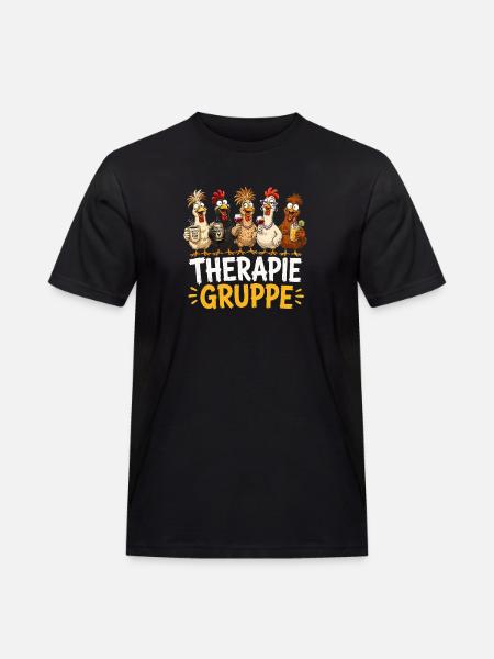 Therapiegruppe Hühner Party - Männer Workwear T-Shirt - Schwarz
