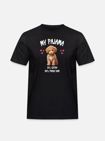 Süßer Pudel, Pyjama, Fluffiger Hund - Männer Workwear T-Shirt - Schwarz