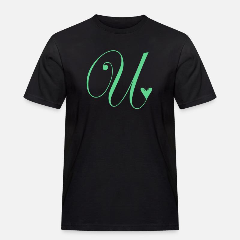 Monogramm U Herz Ranke - Männer Workwear T-Shirt - Schwarz