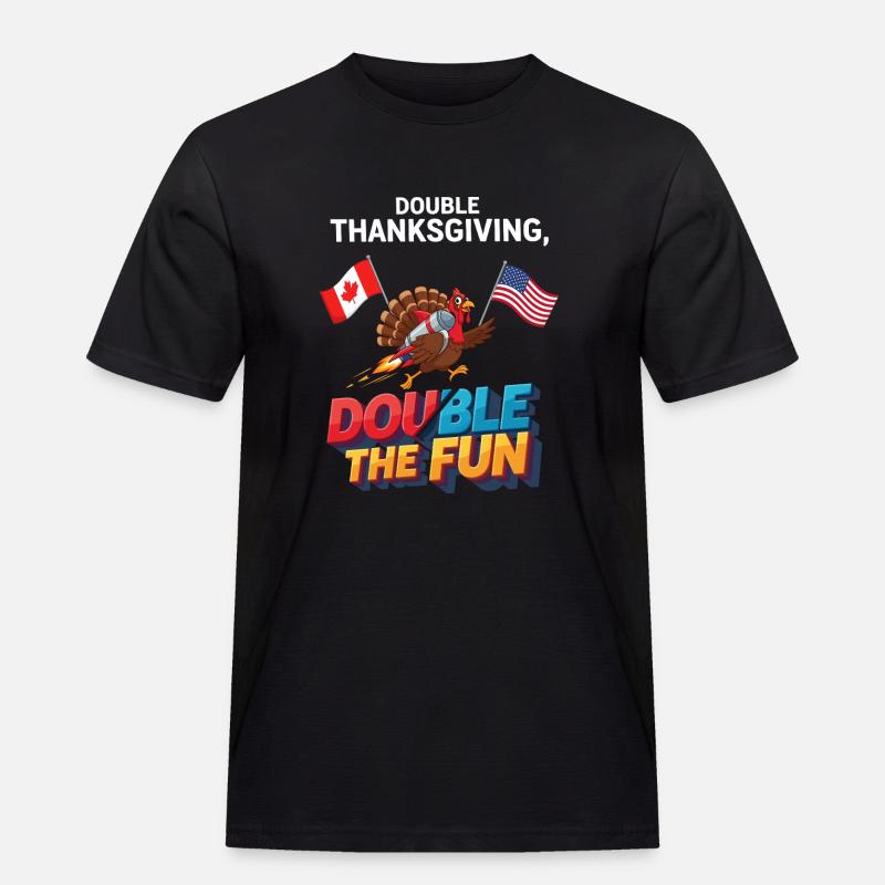 Double Thanksgiving Fun - Männer Workwear T-Shirt - Schwarz
