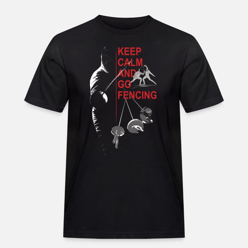 Fechten, Geschenk, Training, Keep Calm - Männer Workwear T-Shirt - Schwarz