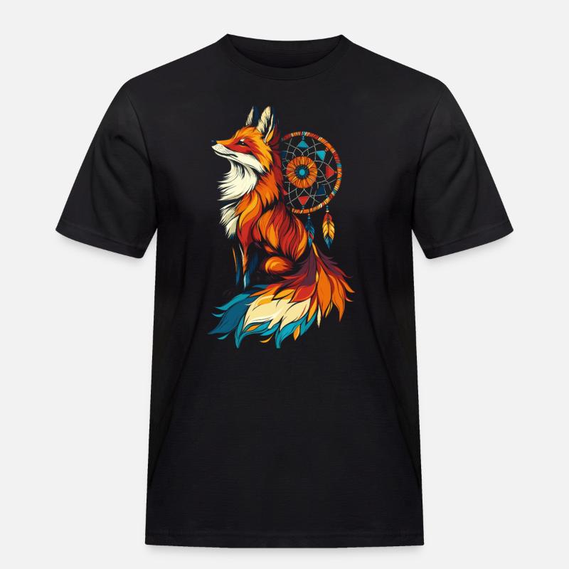 Fuchs Traumfänger - Männer Workwear T-Shirt - Schwarz