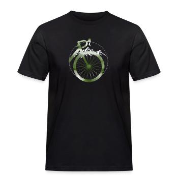 Gravel, mountain biking, passion cycling, cyclist - Men's Workwear T-Shirt - black - Front - AI Model Male 178 light (178cm)