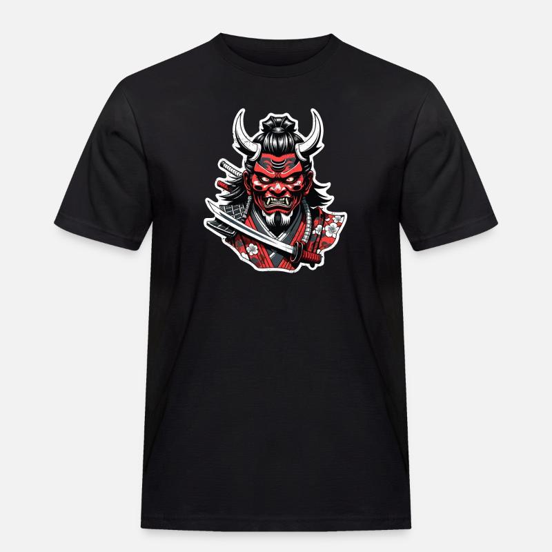 Samurai-Krieger - Japan - Dämon - Männer Workwear T-Shirt - Schwarz
