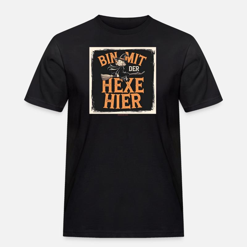 Bin mit der hexe hier - Männer Workwear T-Shirt - Schwarz