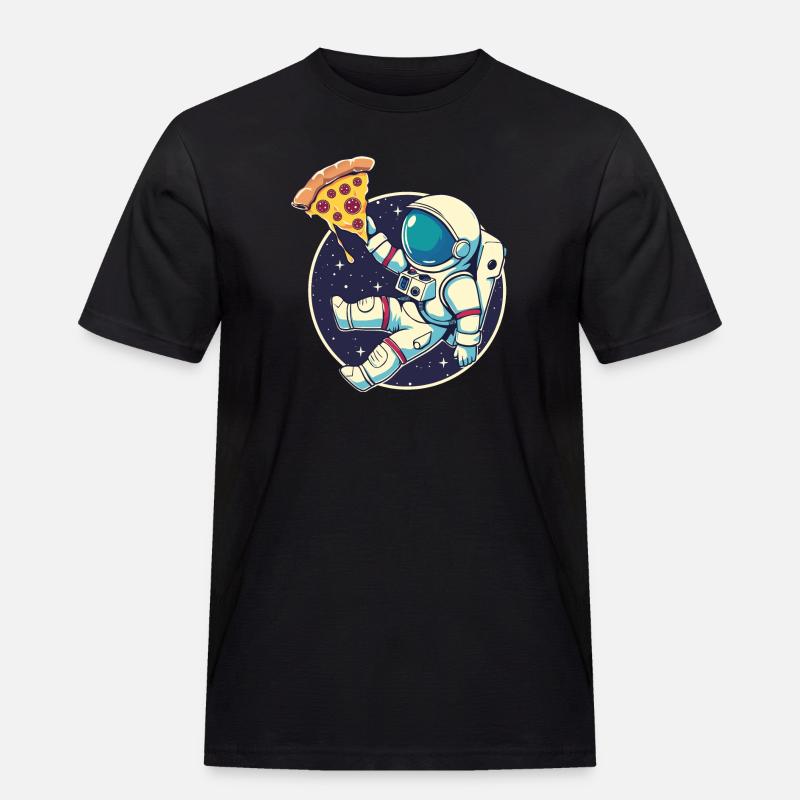 Pizza Astronaut - Männer Workwear T-Shirt - Schwarz