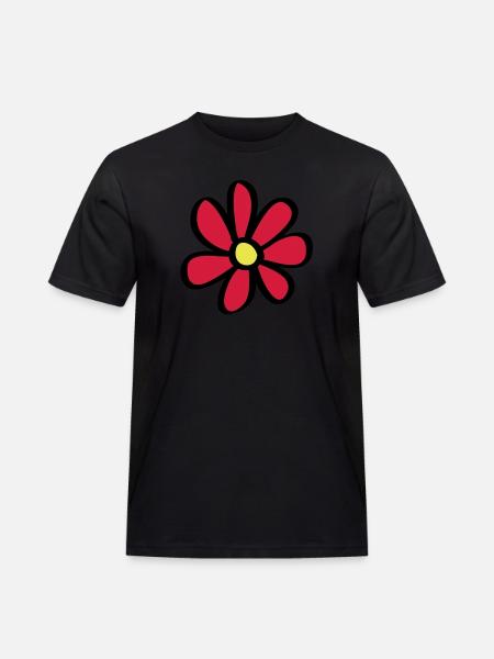 Blume - Männer Workwear T-Shirt - Schwarz