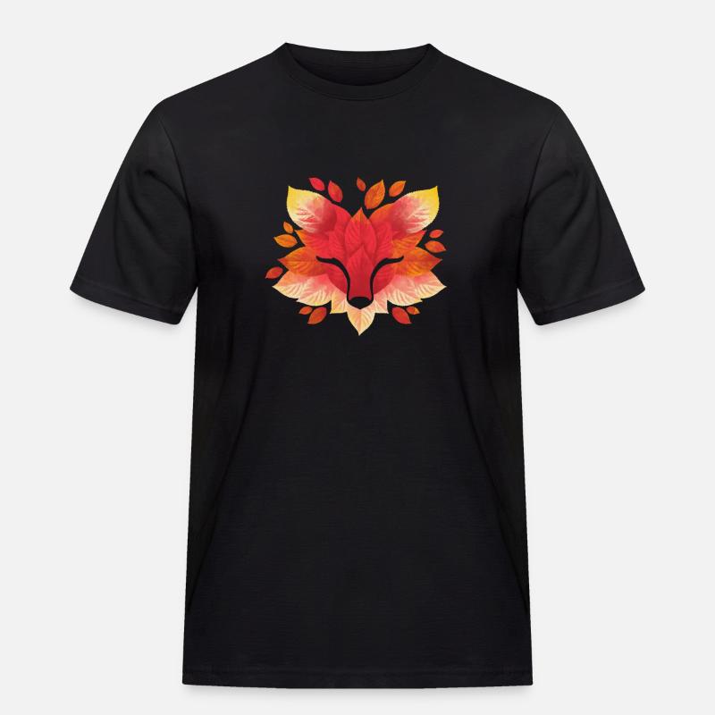 Blatt Fuchs - Männer Workwear T-Shirt - Schwarz