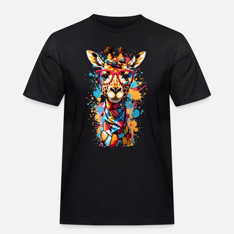 Coole Giraffe - Männer Workwear T-Shirt - Schwarz