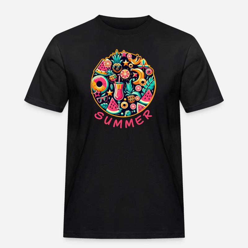 Sommerliche Farben - Männer Workwear T-Shirt - Schwarz