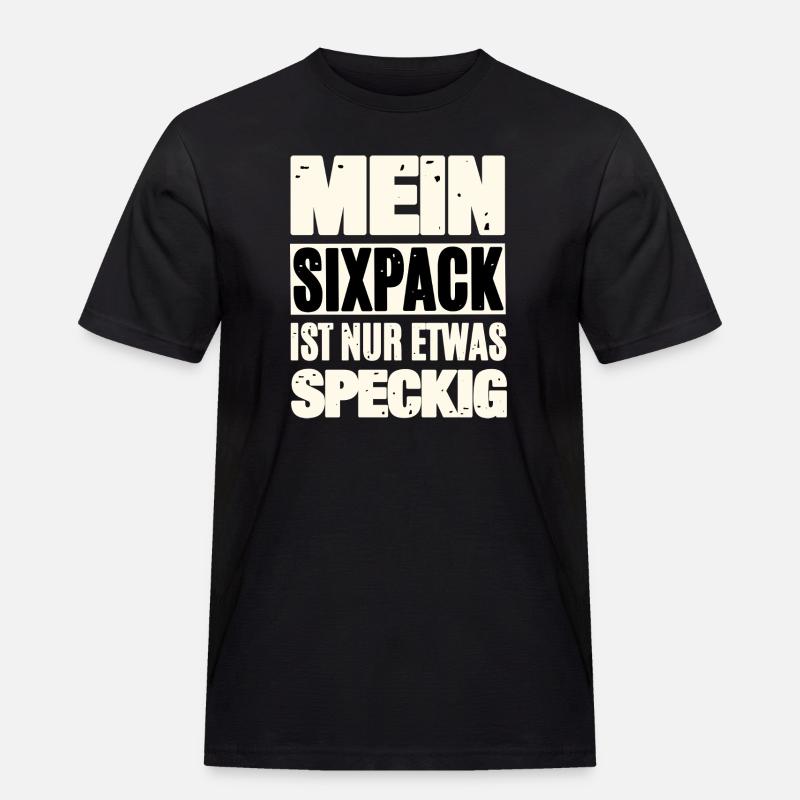 Lustiger Sixpack Spruch - Männer Workwear T-Shirt - Schwarz