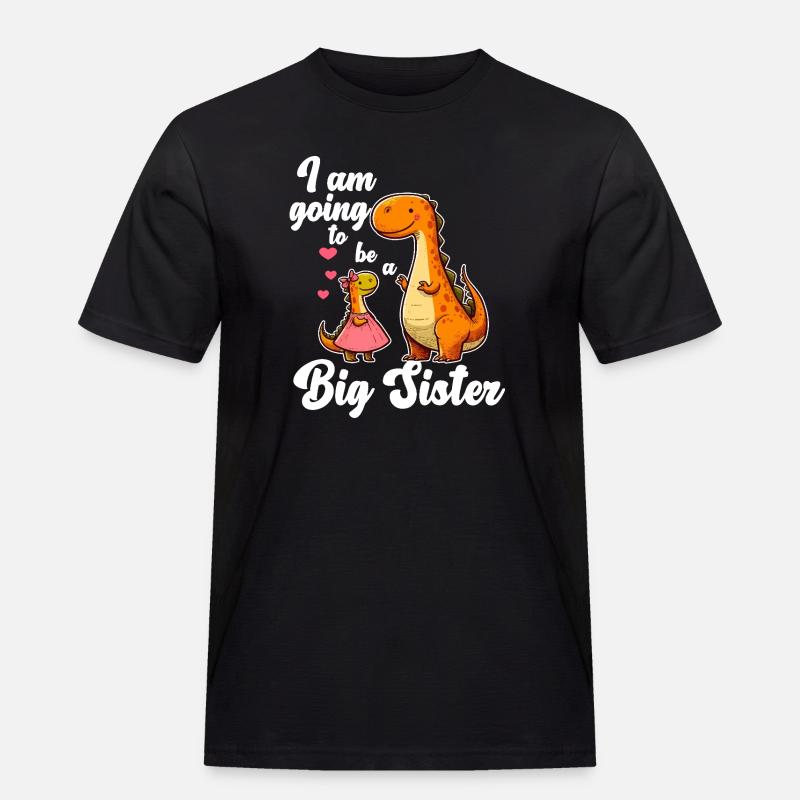 Werde eine große Schwester Dino - Männer Workwear T-Shirt - Schwarz
