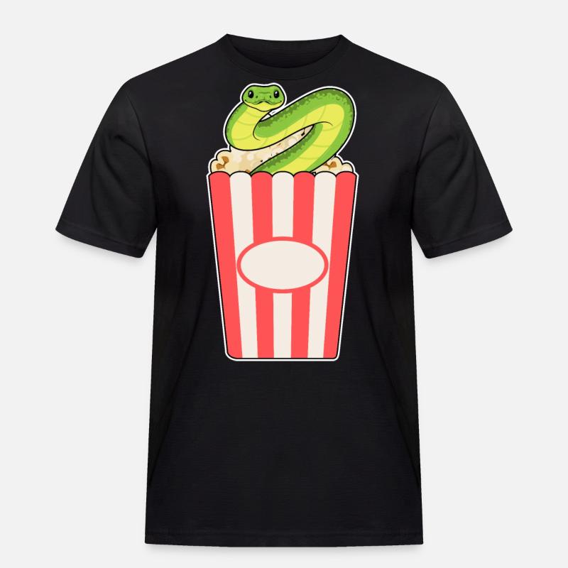 Schlange Popcorn - Männer Workwear T-Shirt - Schwarz