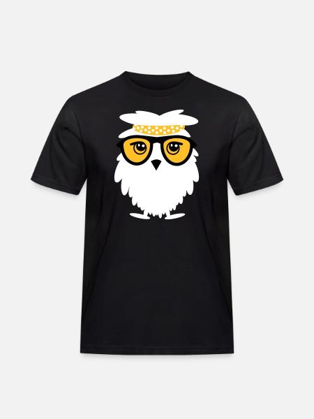 Weise Eule - Männer Workwear T-Shirt - Schwarz