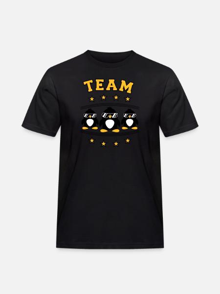Pinguine Team Freunde - Männer Workwear T-Shirt - Schwarz