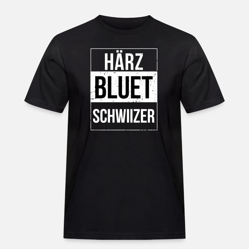 Härzbluetschwiizer Schwiizer Schweizer - Männer Workwear T-Shirt - Schwarz