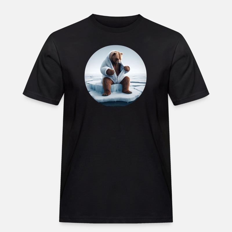 Bär im Schafspelz sitzt auf Scholle - Männer Workwear T-Shirt - Schwarz