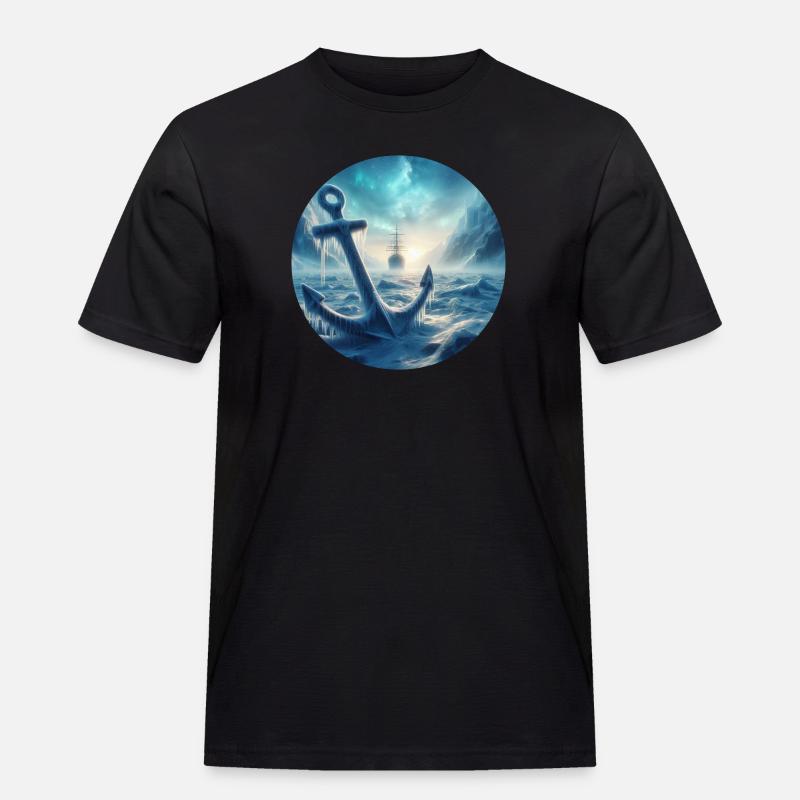Anker und Schiff Eis Landschaft - Männer Workwear T-Shirt - Schwarz