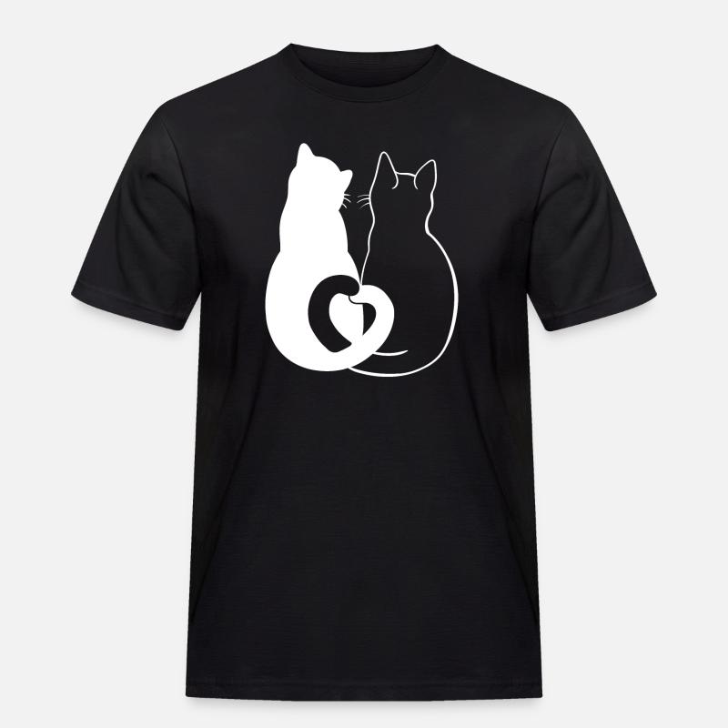 Liebevolle Katzen Silhouette Kunst - Männer Workwear T-Shirt - Schwarz