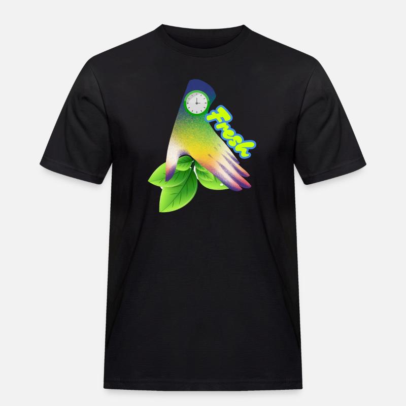 Design der frischen Gradient-Blattuhr - Männer Workwear T-Shirt - Schwarz