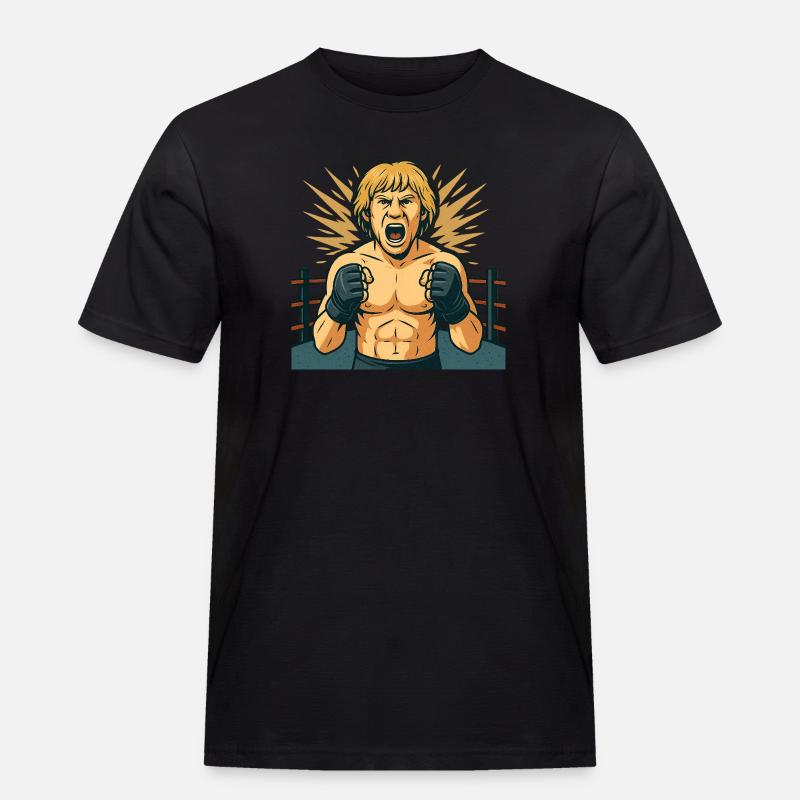 Kämpferischer Boxheld Comicstil - Männer Workwear T-Shirt - Schwarz