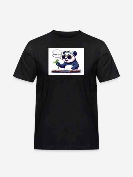 DJ Panda with Goggles and Bamboo Stick - Men's Workwear T-Shirt - black