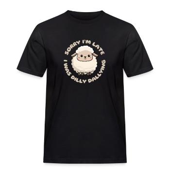 Tut mir leid, dass ich zu spät komme, ich war Dilly Dally Cute Lamb - Männer Workwear T-Shirt - Schwarz - Vorne - AI Model Male 178 light (178cm)