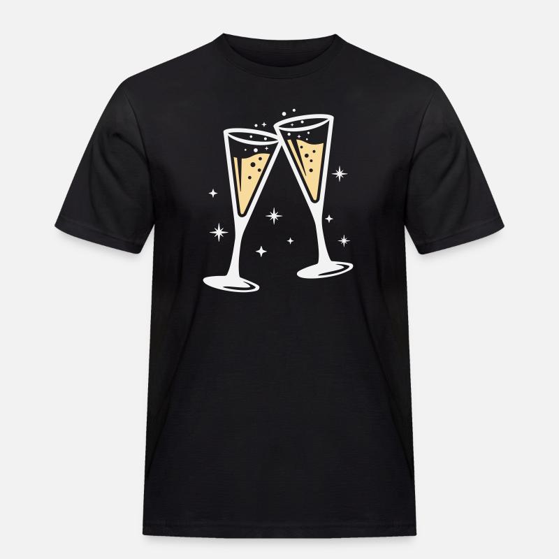 Sektglas Prosecco Sekt Alkohol Prost - Männer Workwear T-Shirt - Schwarz