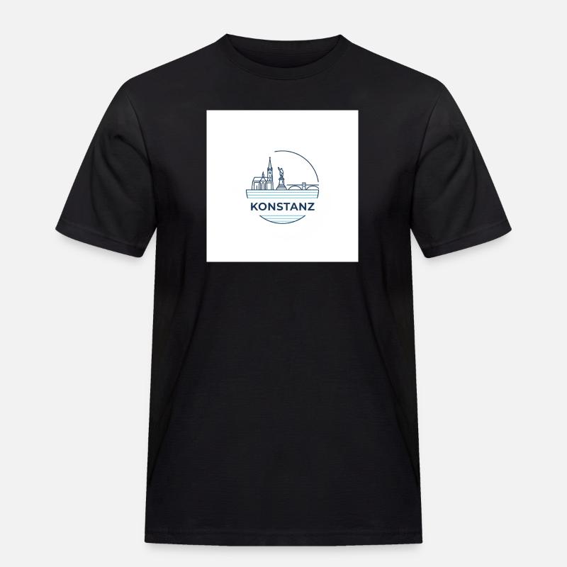 Konstanz Skyline Bodensee Emblem - Männer Workwear T-Shirt - Schwarz