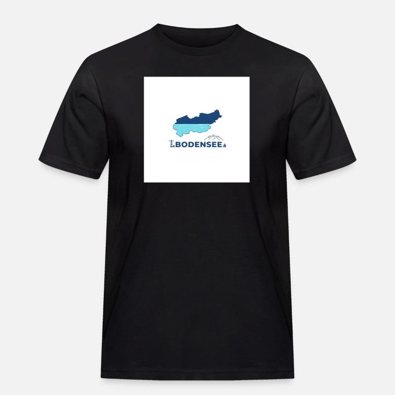 Bodensee Landschaftslogo Seeufer - Männer Workwear T-Shirt - Schwarz