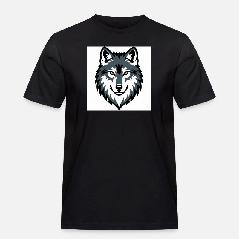 Wolf Graphic Emblem - Männer Workwear T-Shirt - Schwarz
