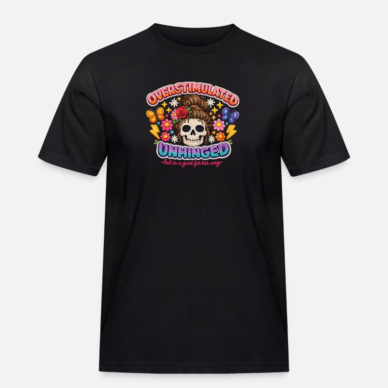 Overstimulated Unhinged Patch Skull - Men's Workwear T-Shirt - black