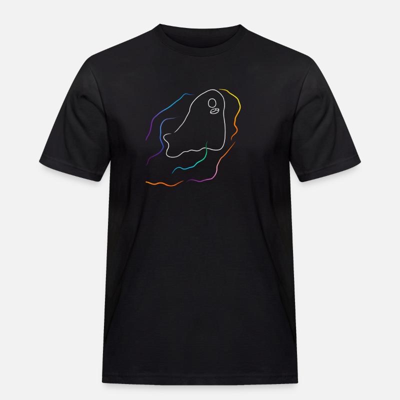 Geist mit Regenbogen Linien - Männer Workwear T-Shirt - Schwarz