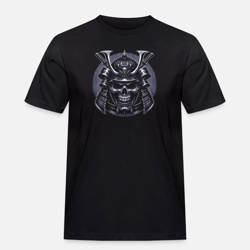 Samurai-Schädel der Seele - Männer Workwear T-Shirt - Schwarz