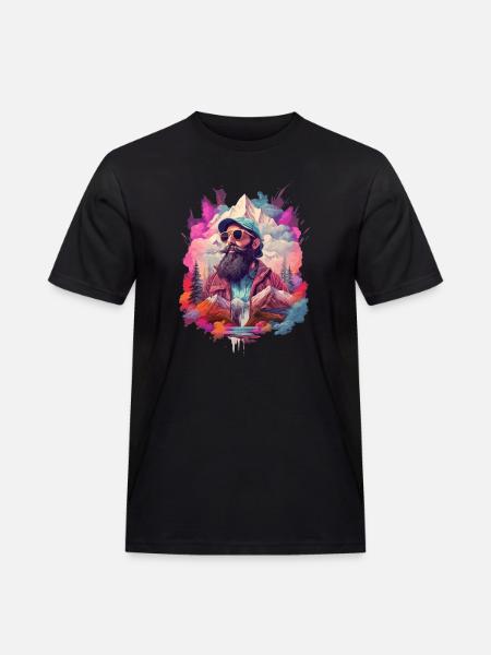 Wandern in den Bergen - Männer Workwear T-Shirt - Schwarz