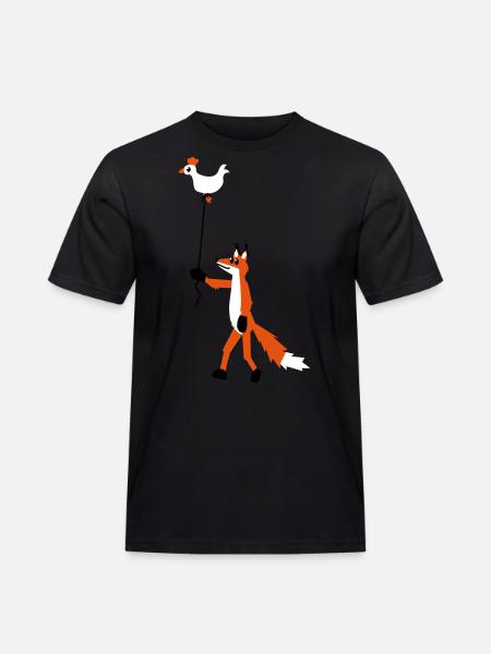 Fuchs und Henne - Männer Workwear T-Shirt - Schwarz