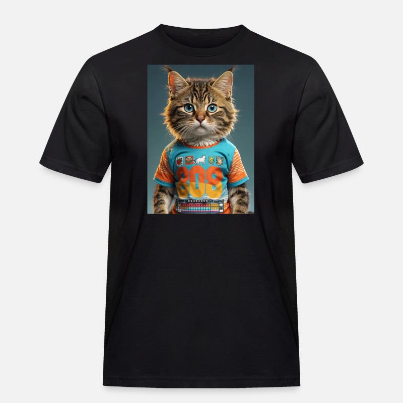 808Cat Kitty - Männer Workwear T-Shirt - Schwarz