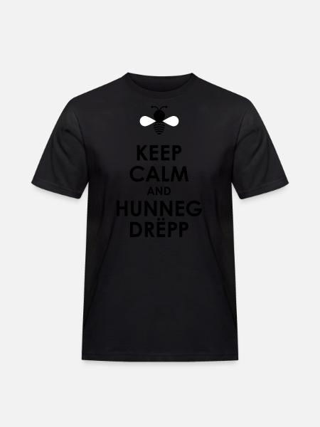 Keep calm and Hunnegdrëpp - Männer Workwear T-Shirt - Schwarz