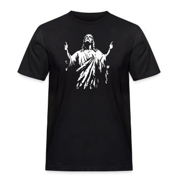 Jesus Christus Gott Christlich - Männer Workwear T-Shirt - Schwarz - Vorne - AI Model Male 178 light (178cm)