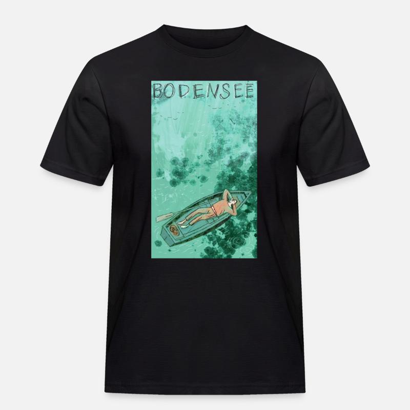 Bodensee Boottraum Illustration - Männer Workwear T-Shirt - Schwarz