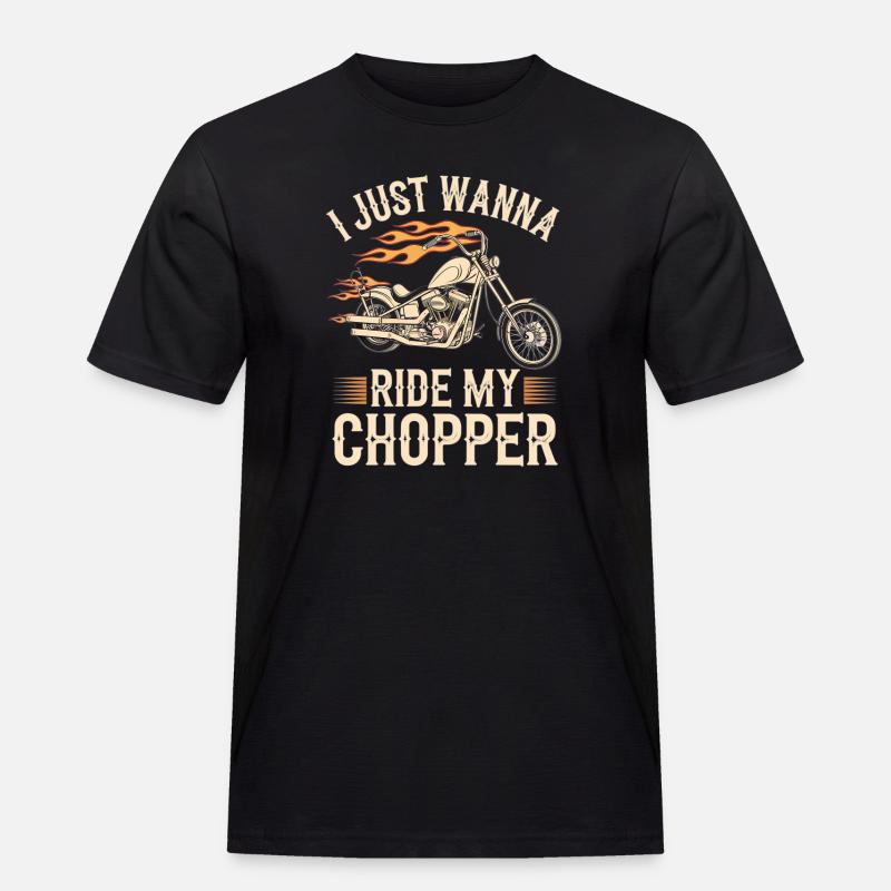 Flammender Chopper Motorrad - Männer Workwear T-Shirt - Schwarz