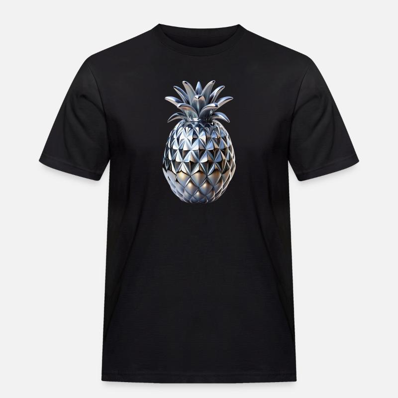 Chrom Ananas - Männer Workwear T-Shirt - Schwarz