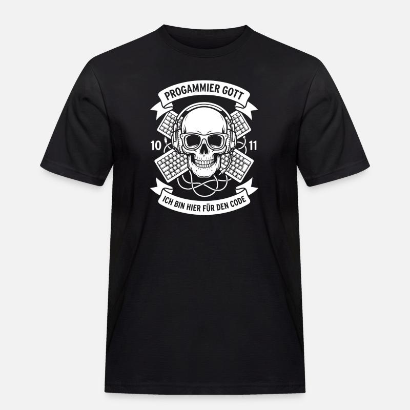 Code Schädel mit Kopfhörern - Männer Workwear T-Shirt - Schwarz