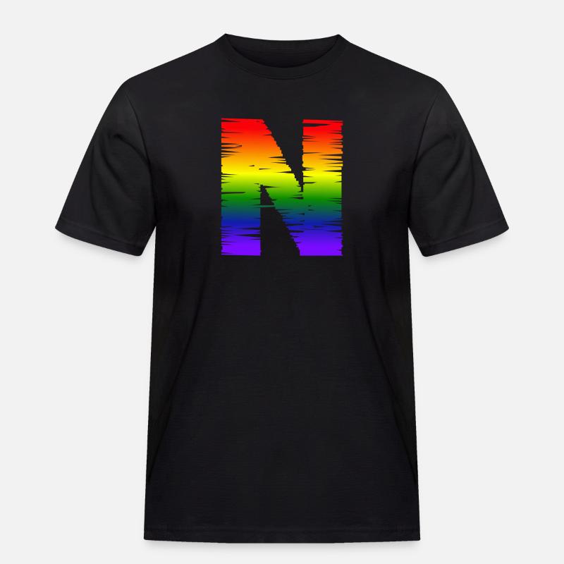 Regenbogen-N - Männer Workwear T-Shirt - Schwarz