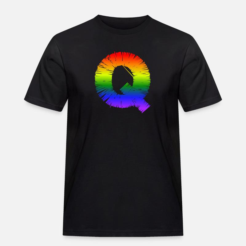 Regenbogen-Q - Männer Workwear T-Shirt - Schwarz